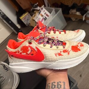 Nike Women's Red and Cream Floral Sneakers